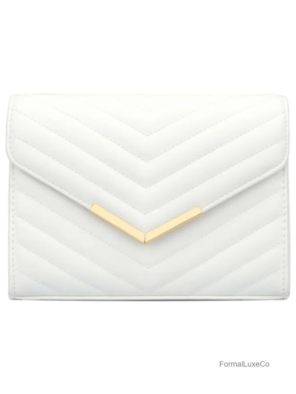 Vegan Leather Envelope Clutch Purse with Detachable Chain Strap for Evening